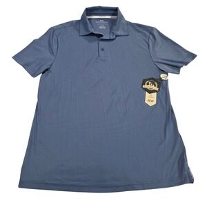 Rorie Whelan Button Up Shirt Mens Blue M Short Sleeve Pinstripe Dry Wicking‎ Tee